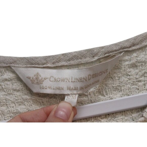 100% Linen Sweater Small Medium Oversized Relaxed Lagenlook Beach Boho Woven - Picture 9 of 14